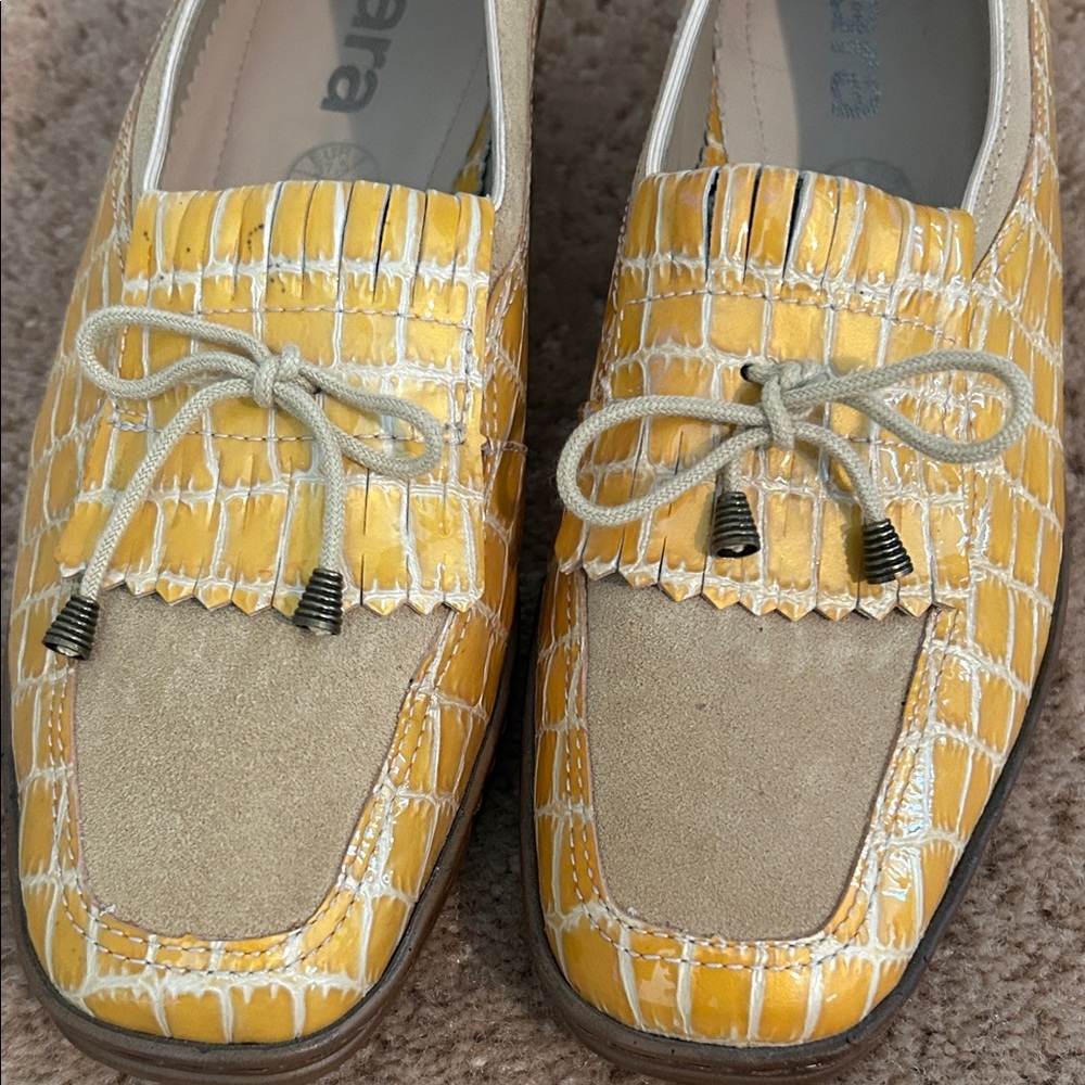 Ara Yellow and Beige Women's Loafers - Picture 3 of 10